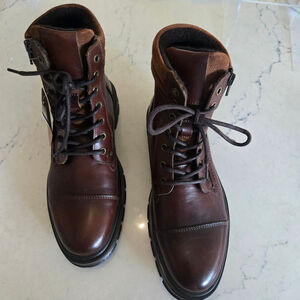 Men's BOOTLEGGER Brown Leather Moto Boots Size US 9/EU 43 Made in Portugal